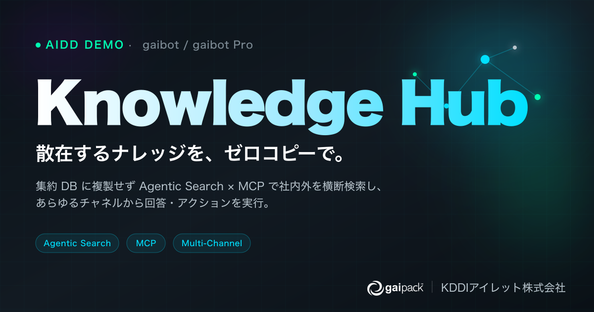 Knowledge Hub — gaibot マルチチャネル AI エージェント基盤 AIDD デモ | AIDD Showcase